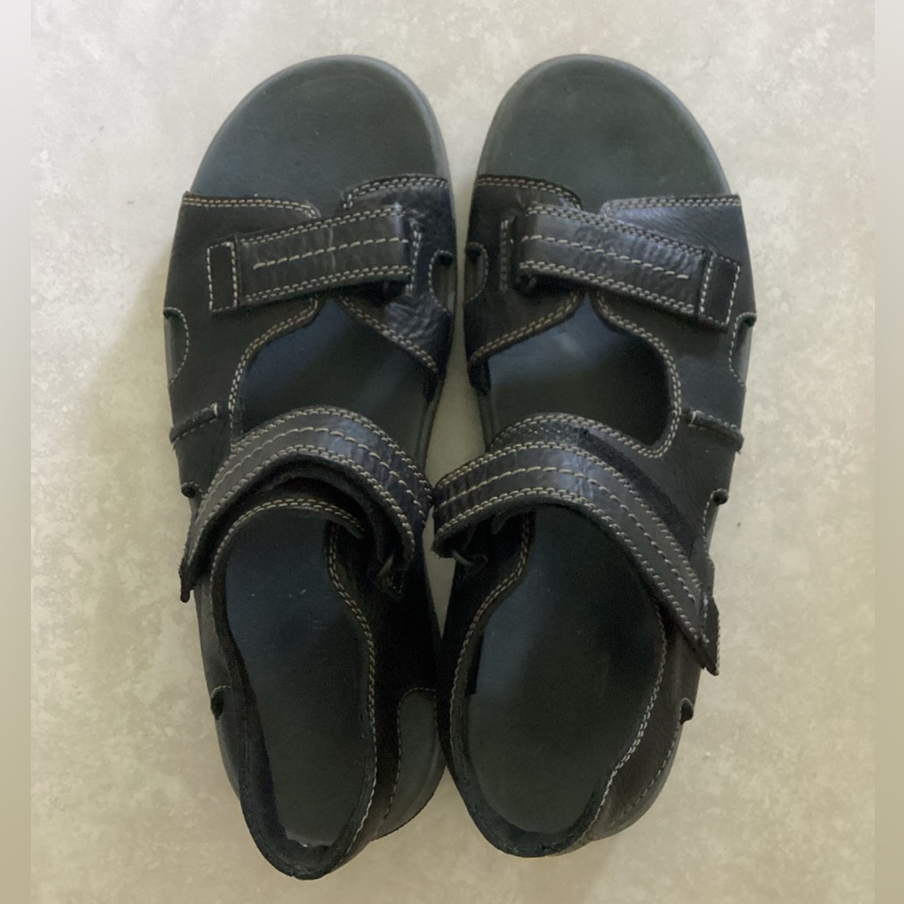Mens CLARKS Sz 11 Walkford Walk leather sandals fisherman EUC - Picture 5 of 9